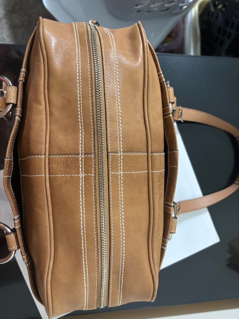 Coach Saddle Brown Leather Shoulder Bag with Silver Hardware - Picture 10 of 16